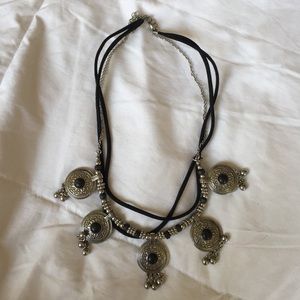 Black and silver beaded layered necklace