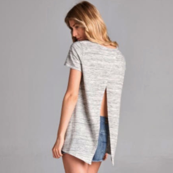 Boutique Tops - NWT || Heather Gray Open Back T-shirt