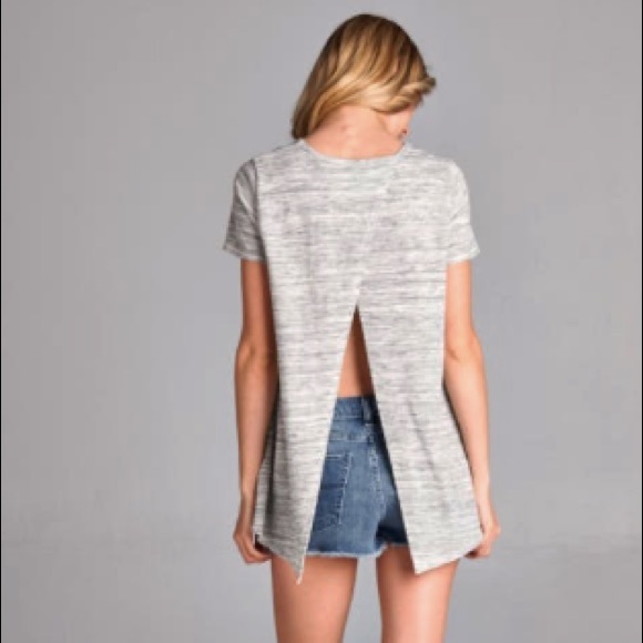 NWT || Heather Gray Open Back T-shirt - Picture 2 of 4