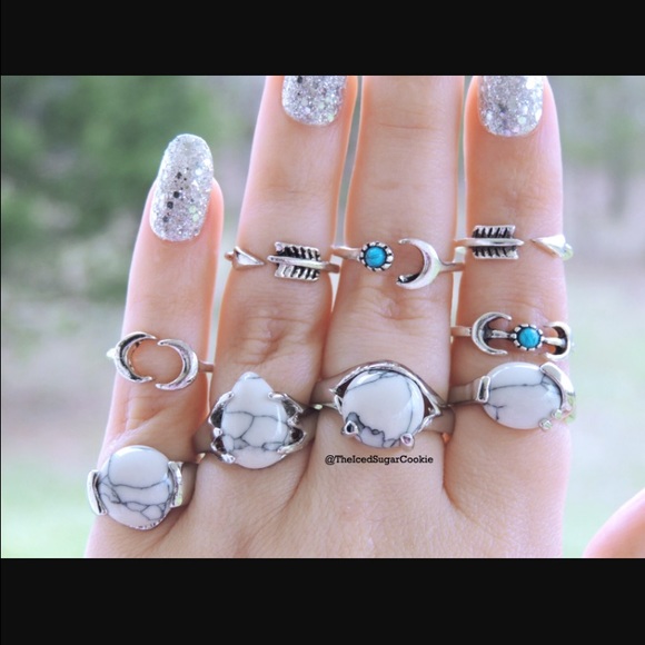 LAST CHANCE Boho turquoise ring set - Picture 2 of 4