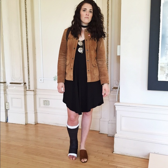 NWT || Black Jersey Knit Sleeveless Swing Dress - Picture 2 of 3