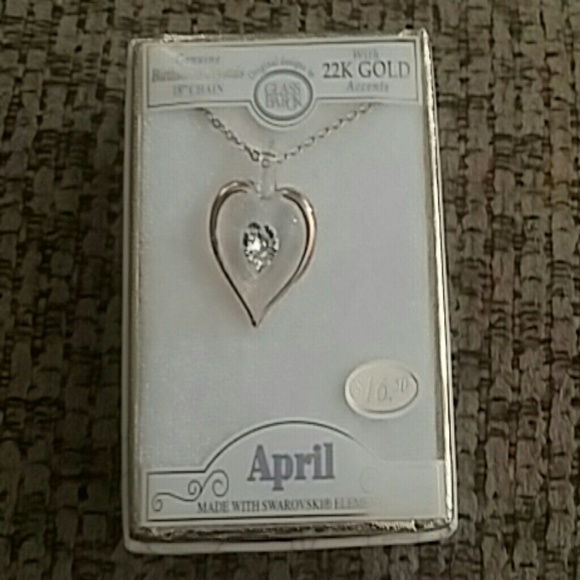 Glass heart necklace with 22k gold accents