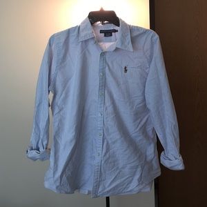 Blue & White Striped Ralph Lauren Button-Up Shirt