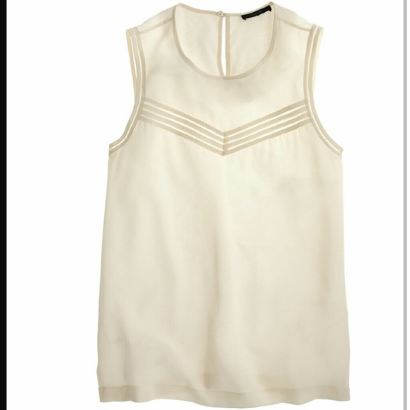 NEW J.Crew ladder stitch silk shell cream white