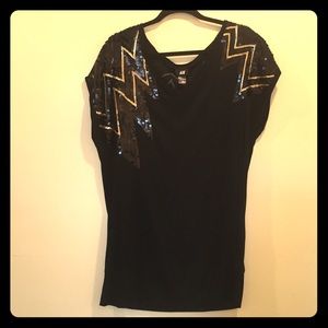 Black lightning sequin shirt