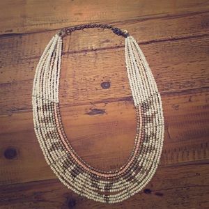 Anthropologie Ivory Beaded Bib Necklace