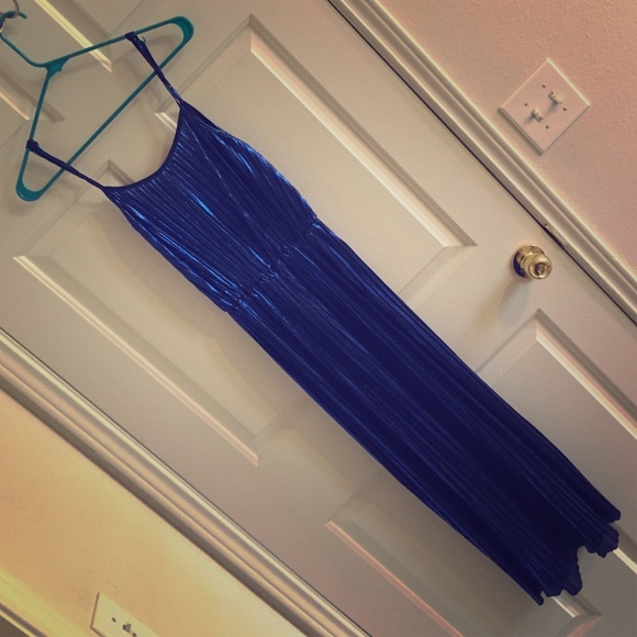 Motel Rocks metallic blue pleated dress