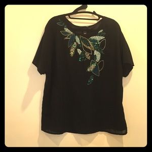 Black shirt w/green and blue sequins