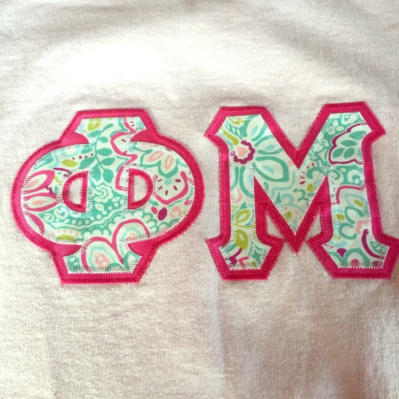 Phi Mu Floral Blocks Light Pink Crew Hoodie