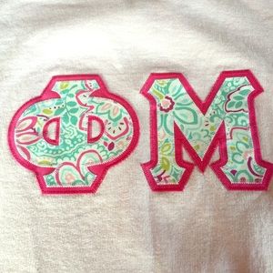 Phi Mu Floral Blocks Light Pink Crew Hoodie