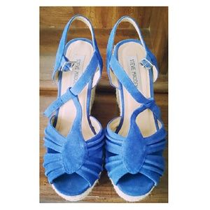 Blue Suede Steve Madden Wedges