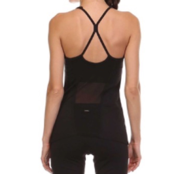 Boutique Tops - NWT || Black Cross Back Mesh Panel Workout Tank