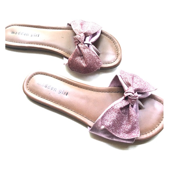 Madden Girl pink glitter bow flip flops