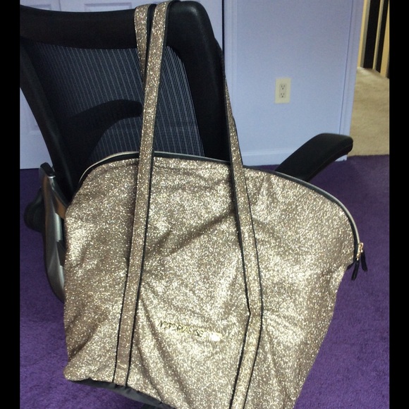 victoria secret gold glitter bag