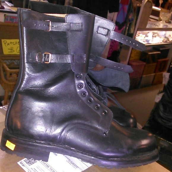 Leather Italian Double Buckle Steel Toed Boots
