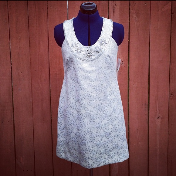 Maggy London White Beaded Cocktail Dress - Picture 2 of 7