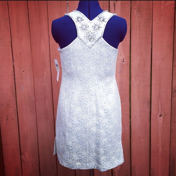 Maggy London White Beaded Cocktail Dress - Picture 3 of 7