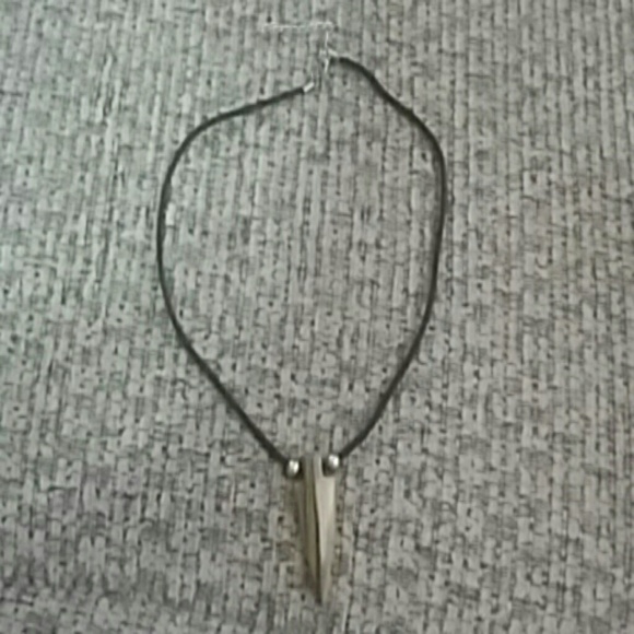 Petrified wood spear necklace