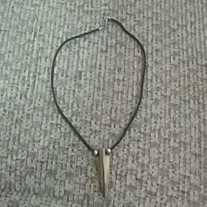 Petrified wood spear necklace