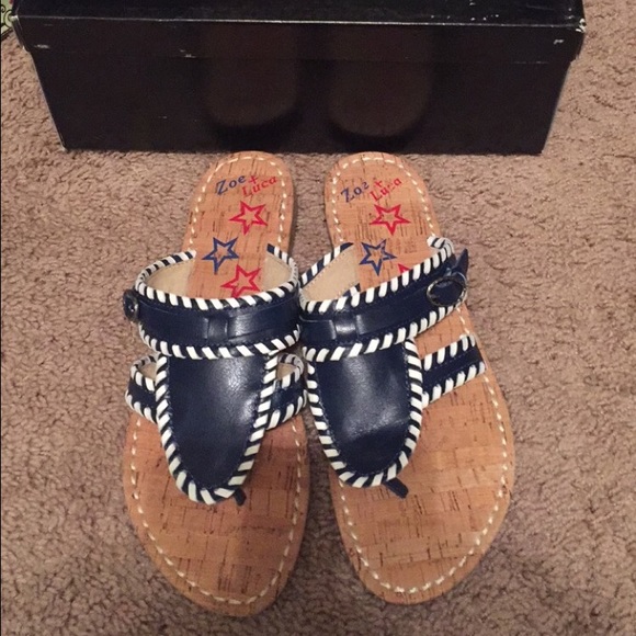 Navy and white flip flops size 8.5