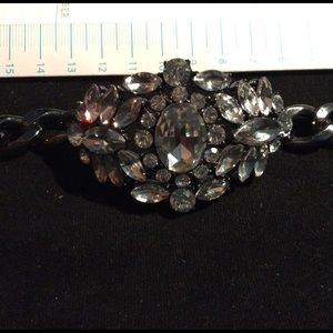 Crystal link gun metal bracelet