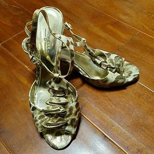 Michelle D Leopard-printed fabric heels