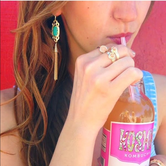 Kendra Scott Erin Long Tassel Earrings in Teal