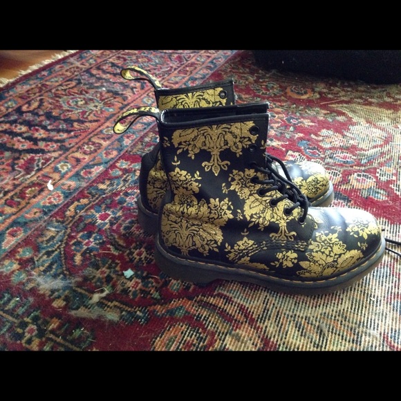 Gold and Black Doc Martens