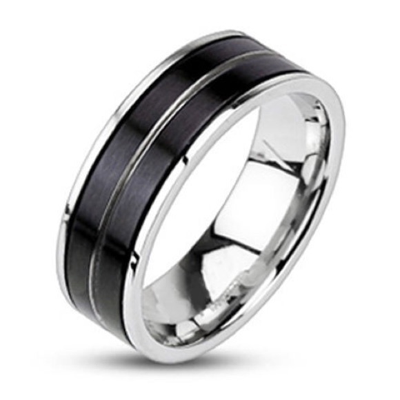Jewelry - Double black stripe stainless steel ring