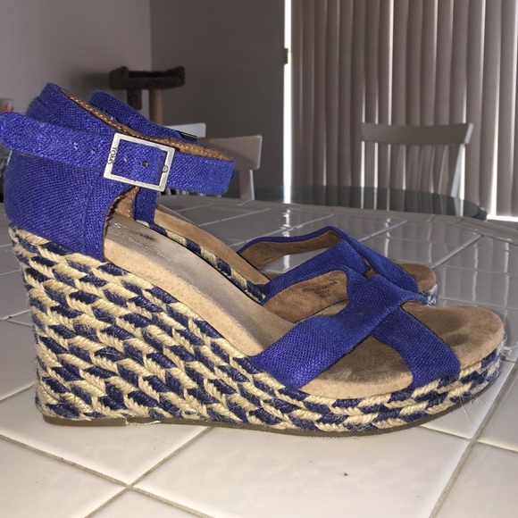 TOMS Multicolor Blue Mixed Rope Strappy Wedges