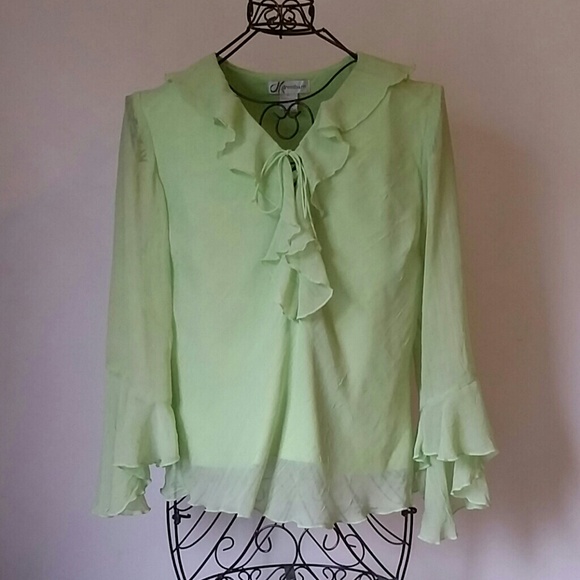 Mint green peasant blouse from Dressbarn
