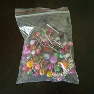 Assorted belly and tongue rings
