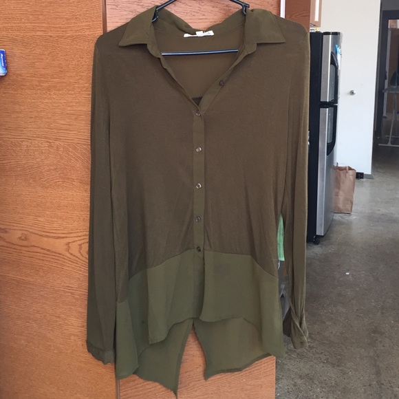 Olive and oak button up sheer back