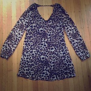 Leopard long sleeve mini dress
