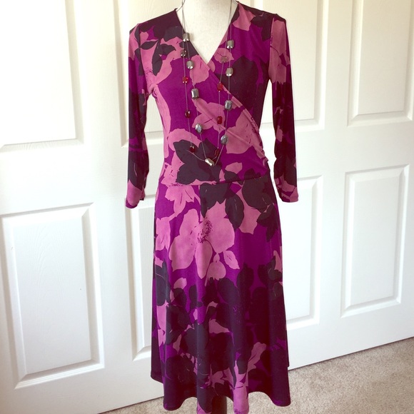 CAbi Dresses & Skirts - Purple Faux Wrap Dress