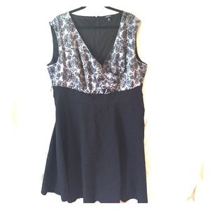 Plus-size Black and Silver knee length dress
