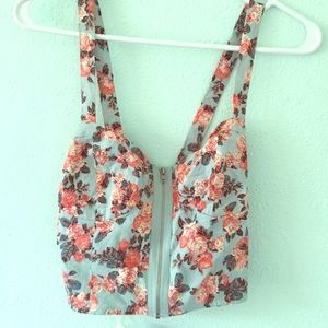 Floral criss cross back corset