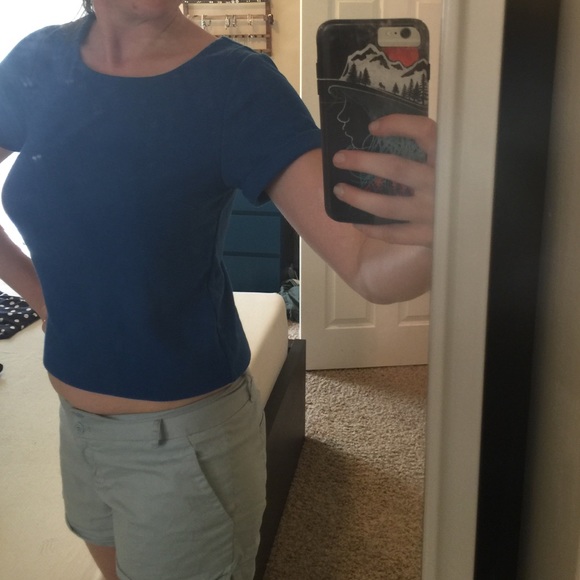 Blue crop top.