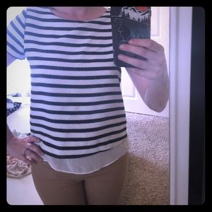 Navy and white striped dressy tee