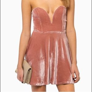Tobi Pink Sara Sweetheart Velour Dress
