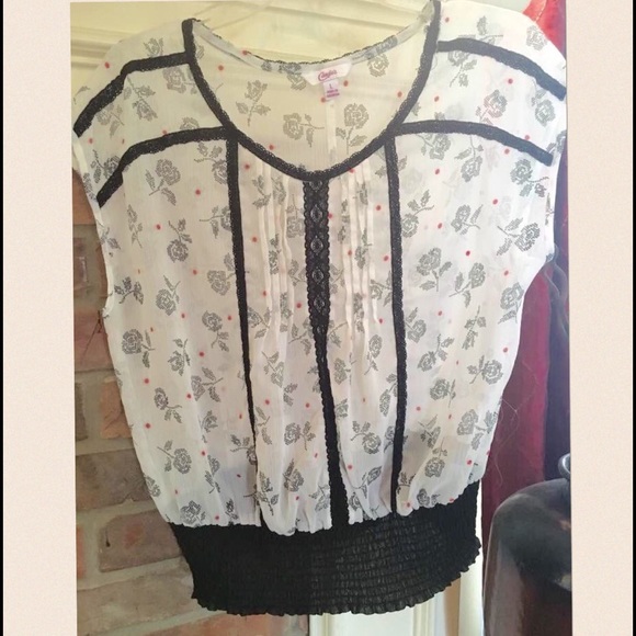Candie's Black /White Sheer Top