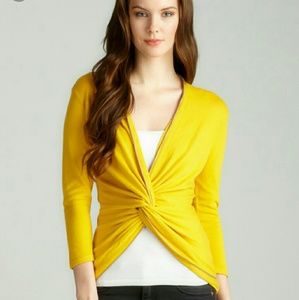 Zip knot front sweater saffron