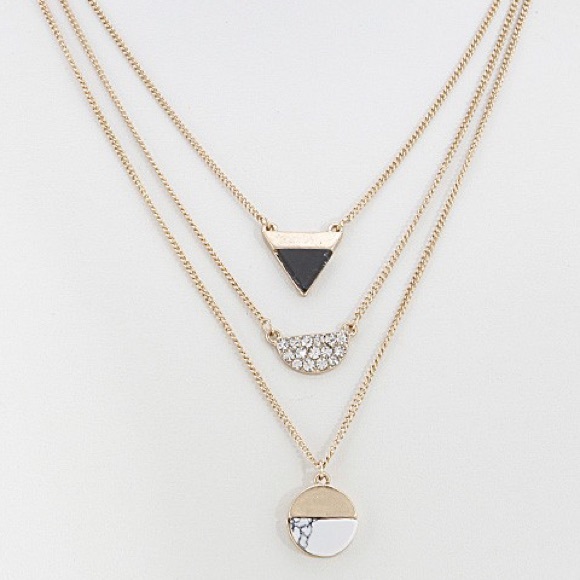 Jewelry - NWT || Gold Delicate Layered Stone Necklaces
