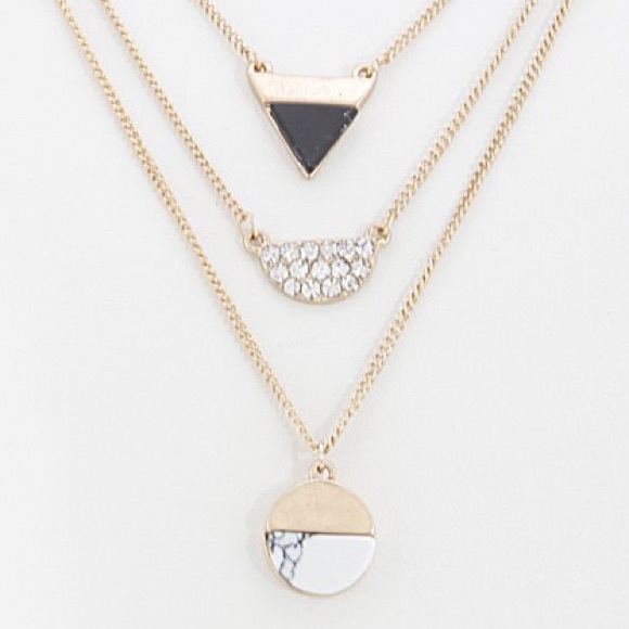 NWT || Gold Delicate Layered Stone Necklaces - Picture 2 of 2
