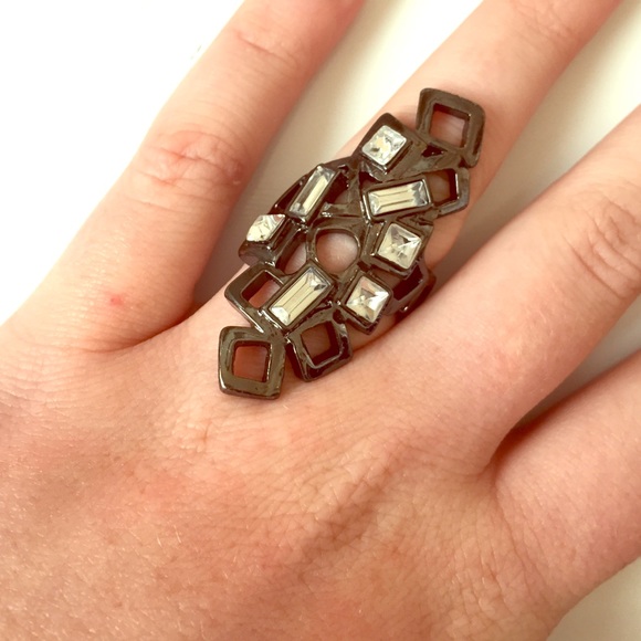 Grey Rhinestone Ring