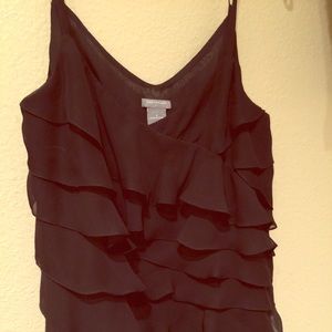 Ann Taylor Size 2 Skinny Strap Layered Black Top