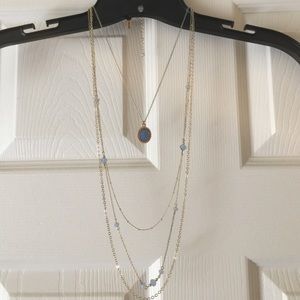 Multi strand blue gem necklace