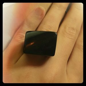 Black geometric retro ring