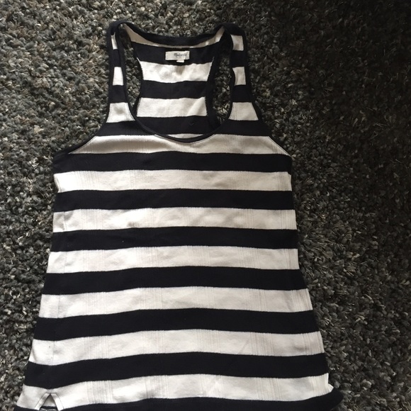 Black/white striped Madewell racerback tank