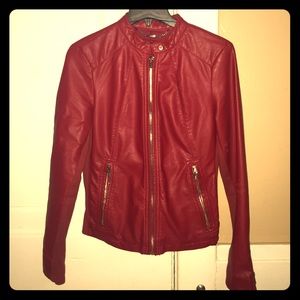 Express red leather jacket